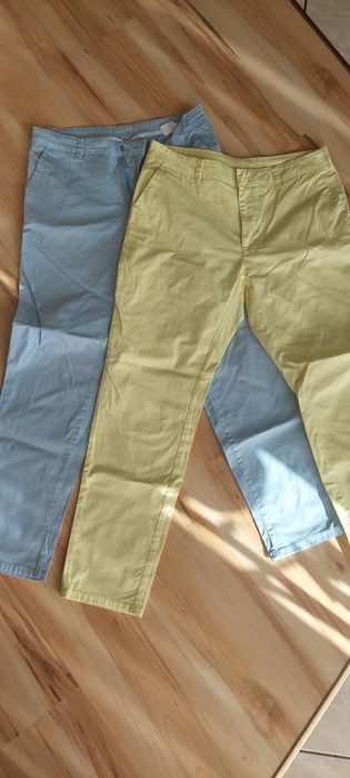 Dwie pary spodni, Reserved, 44 XXL. Żółte i błękitne