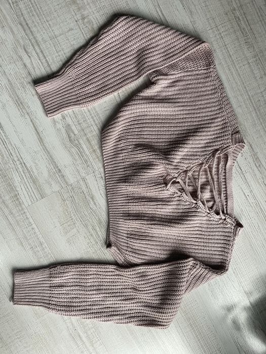 Sweterek krótki, pudrowy róż