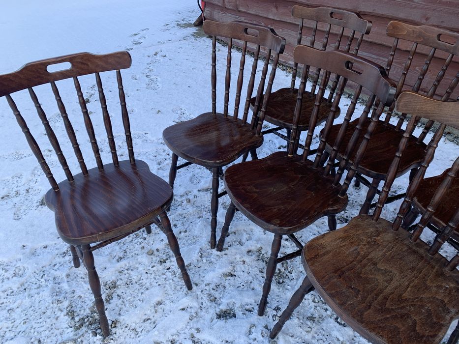 Krzesło krzesla szczebelkowe drewniane 9 sztuk