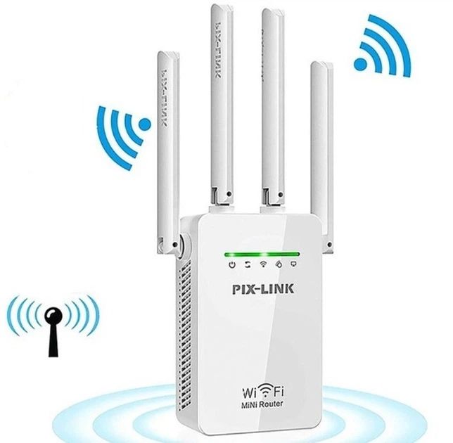 Репітер підсилювач WiFi сигналу з 4-ма вбудованими антенами Pix-Link