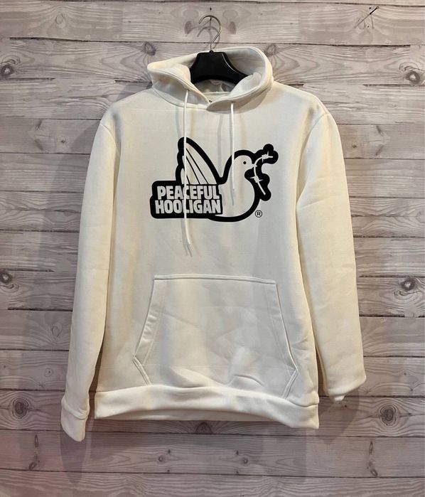 Мужское худи Peaceful hooligan белое толстовка с капюшоном хулиган