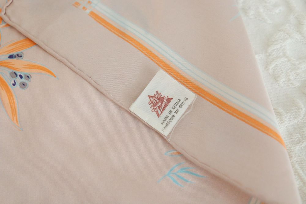 Pastelowa chusta 100% jedwab hand-printed true vintage silk zalando apaszka