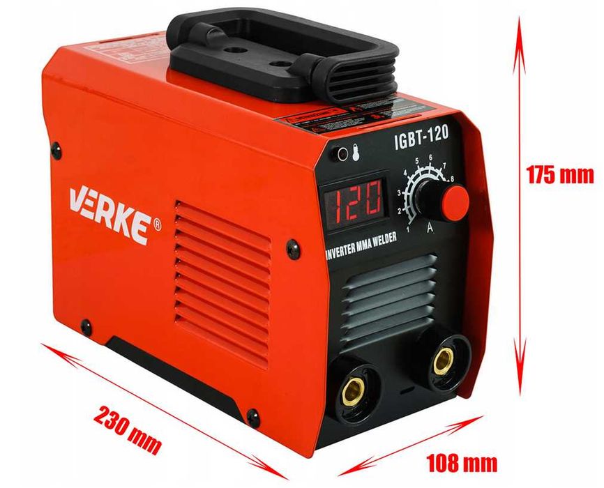 SPAWARKA inwertorowa LCD IGBT-120 mma 120 A VERKE