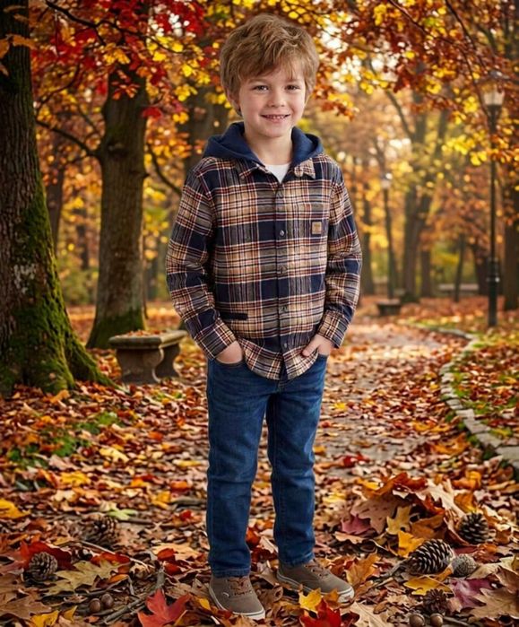 Трендова сорочка Old Navy L(10-12 р.) на 146 см рубашка в клітинку з капюшоном