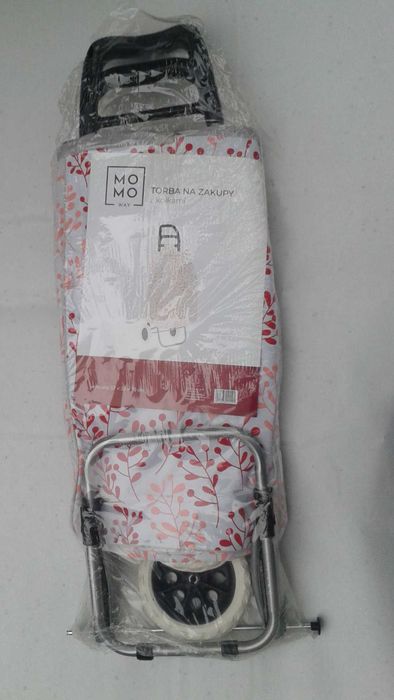 WÓZEK TORBA na zakupy na kółkach z podpórką elegancki biały MOMO WAY