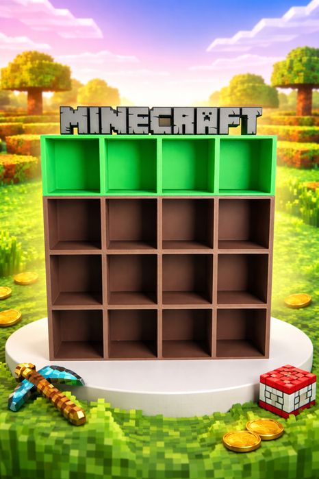 Стенд для фігурок Minecraft Поличка для Kinder Майнкрафт 16 комірок