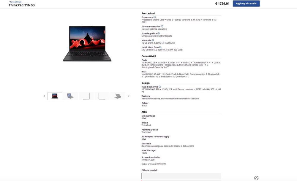 Новий Lenovo ThinkPad T16 Gen3, 16gb; 512gb ssd