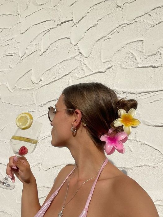 Заколка-крабик для волос гавайский цветок