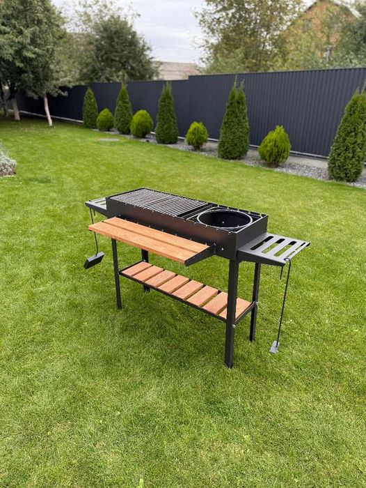 Мангал з решіткою для гриля і підставкою під казан метал 5 мм