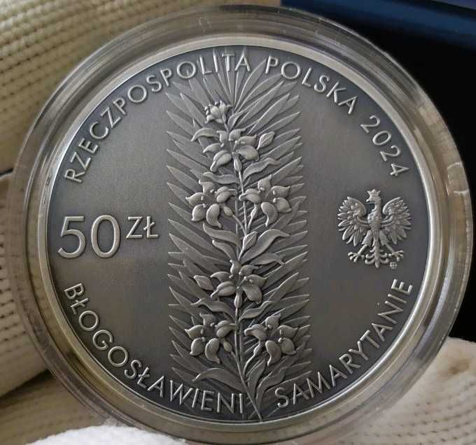 Moneta 50 zł Pamięci Rodziny Ulmów srebro 999 NBP Likwidacja kolekcji