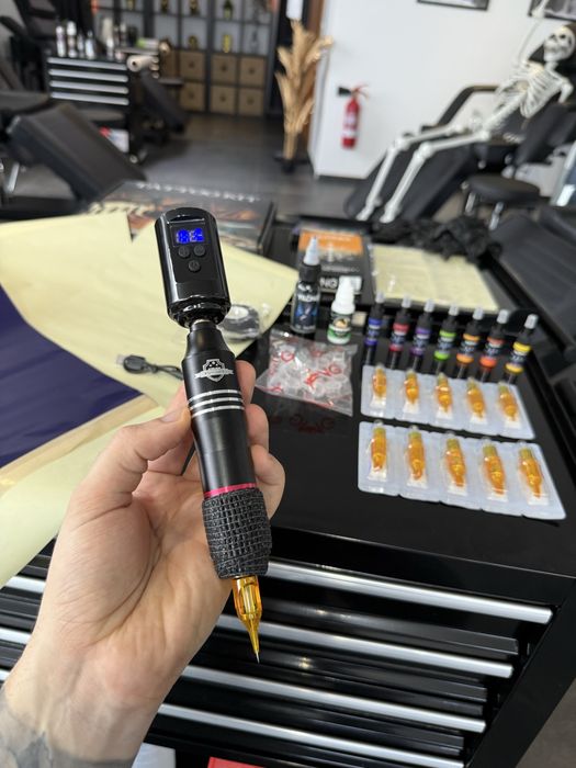 Kit Tattoo c/ Pele Treino e Instruções Completo pra fazer tatuagens / Sem fios Pen