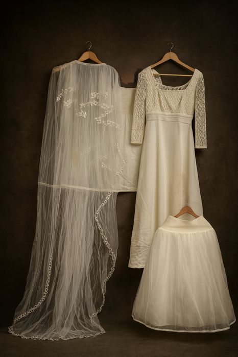 Vestido de noiva, véu e saiote PENHALTA NOVIAS