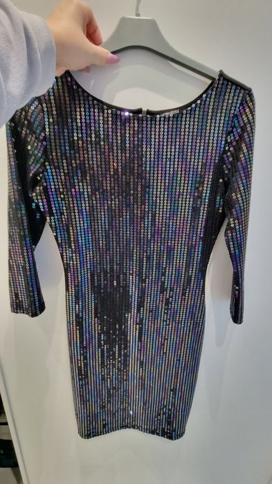 Sukienka cekiny sylwester wesele rozm. S zamek