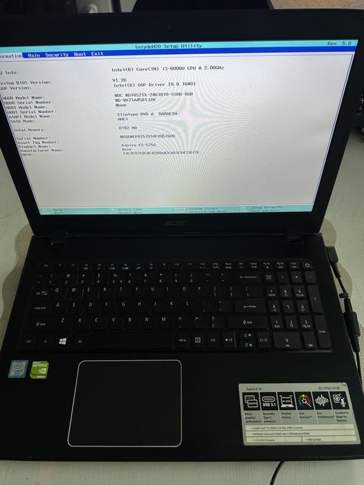 Laptop Acer aspire E5-575 i3/8gb