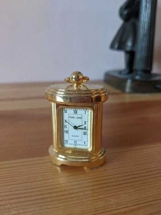 Mini zegar Park Lane złoty biurkowy nocny klasyczny kwarcowy 45 mm