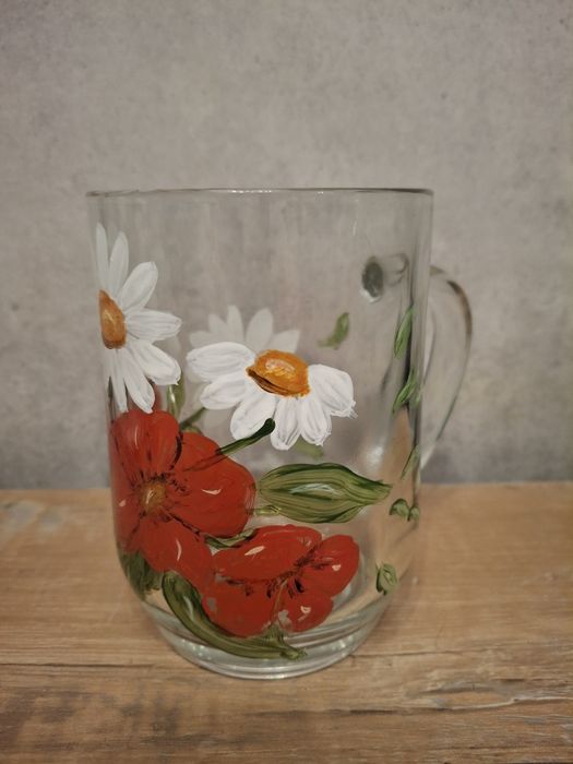 Kubek szkło ręcznie malowany