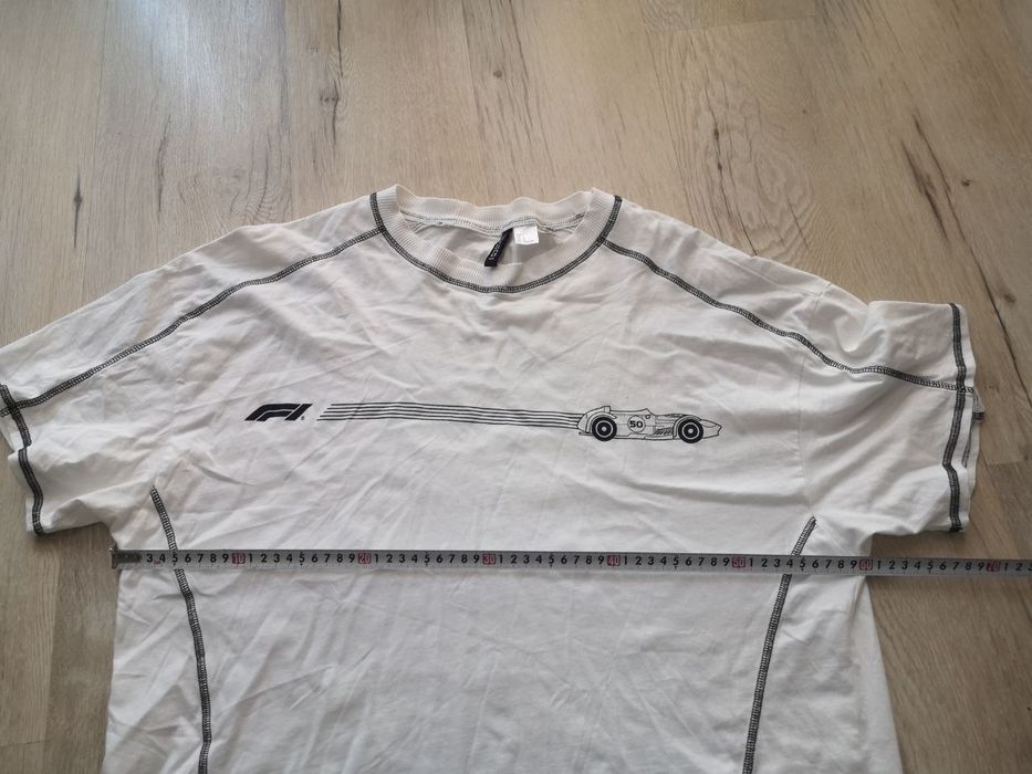Koszulka damska biała oversize H&M Formula 1 rozmiar L