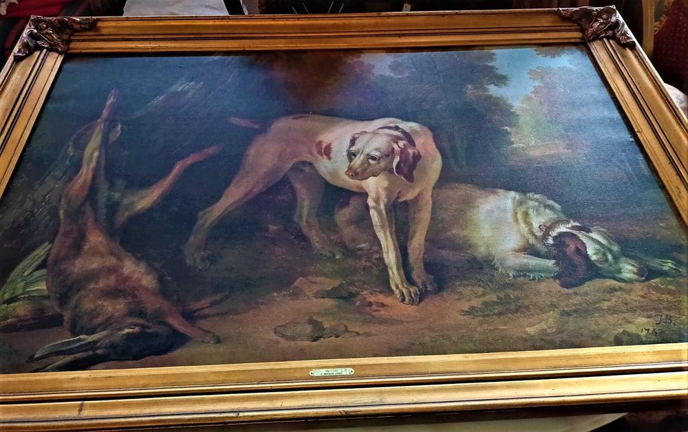 Estampa Cães e Lebre J Baptiste Oudry