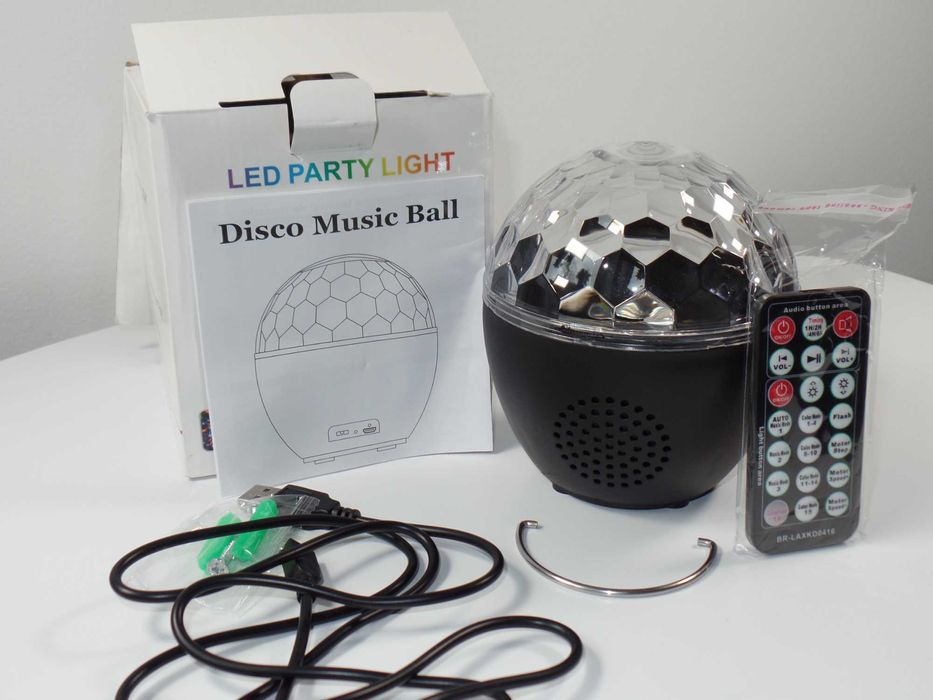 Kula dyskotekowa led z głośnikiem