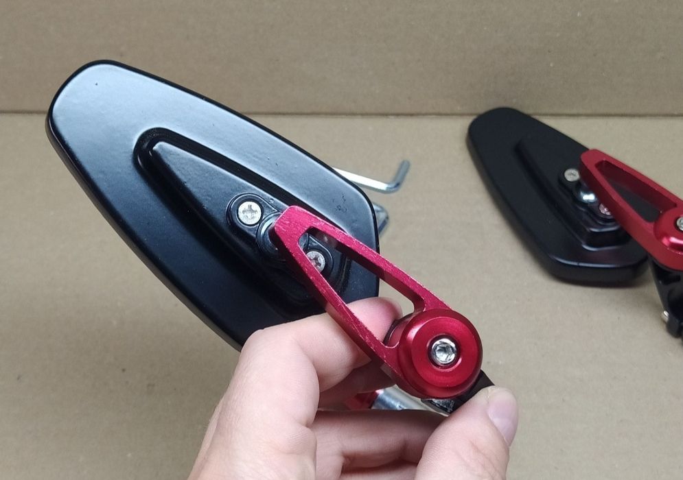 Дзеркала мото "CUSTOM RED BLACK SILVER" кріплення в торець керма