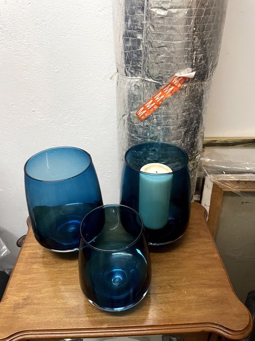 Porta-velas azul