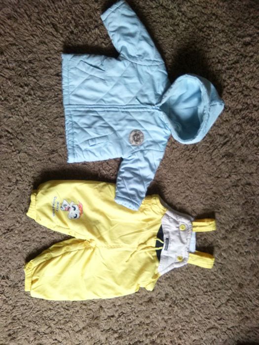 Ciepły komplet kurtka i spodnie na zimę komplet rozm. 74 gratis czapka