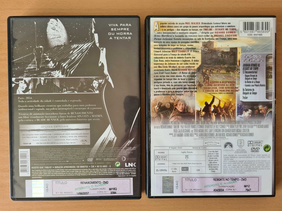 2 filmes em DVD sobre o futuro e viagens no tempo