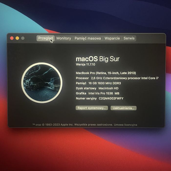 Macbook Pro 15 i7 16GB 128GB