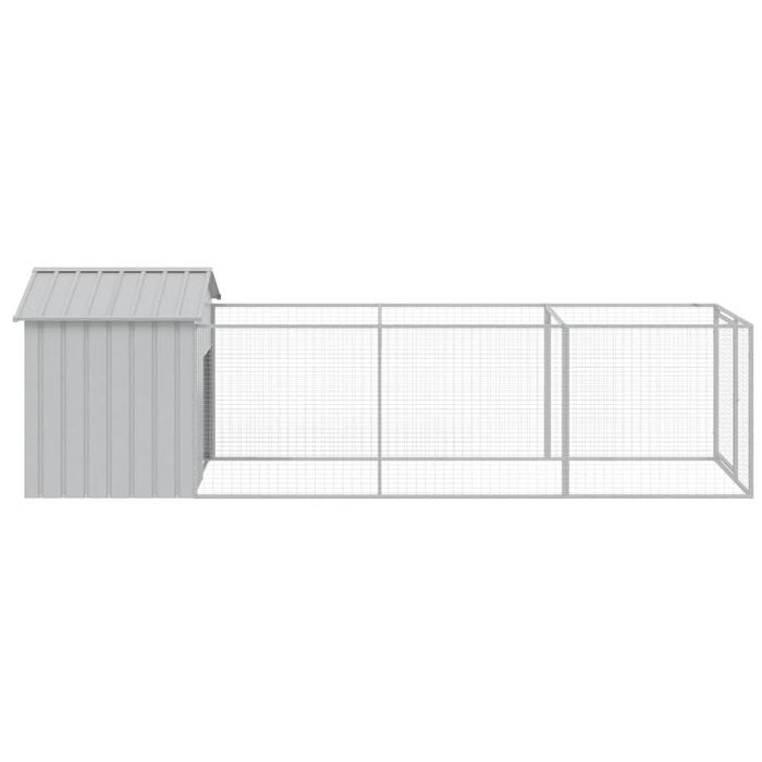 Vidaxl Buda Dla Psa, Z Dachem, Jasnoszara, 117X405X123 Cm, Stal