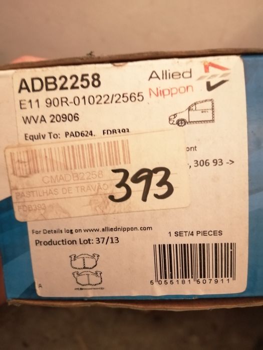 Jogo de Pastilhas travão frente Nippon ADB2258 Citroen Peugeot Renault