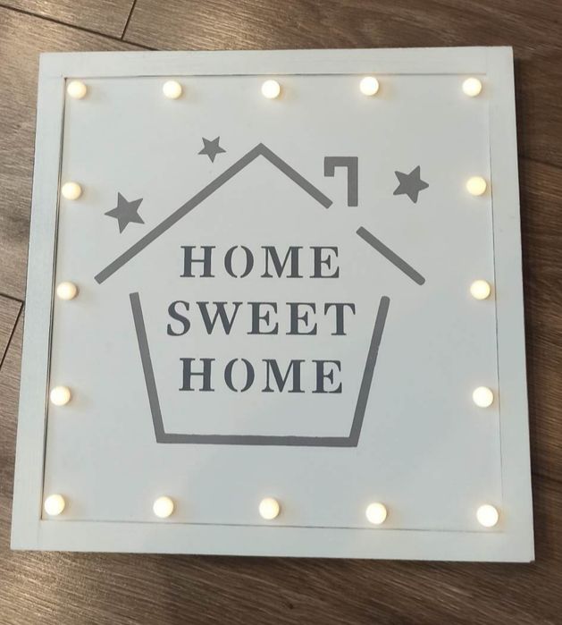 Obraz LED home sweet home Ogłoszenie aktualne