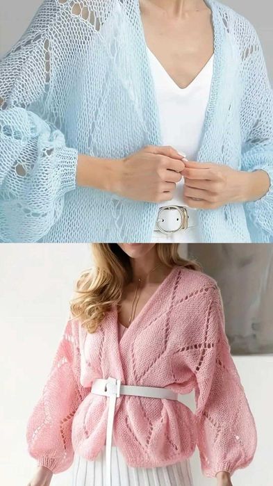 Вишуканий кардиган Рожевий Блакитний Жовтий Молочний Білий