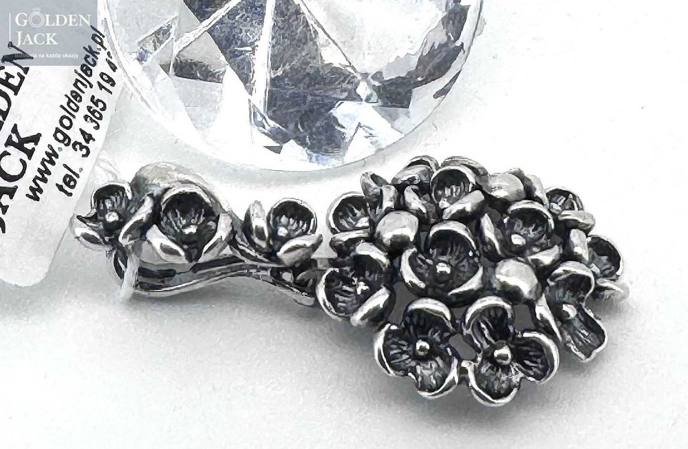 Srebrna zawieszka wisiorek Kwiatek srebro pr. 925 waga 4,67 g 3,5 cm