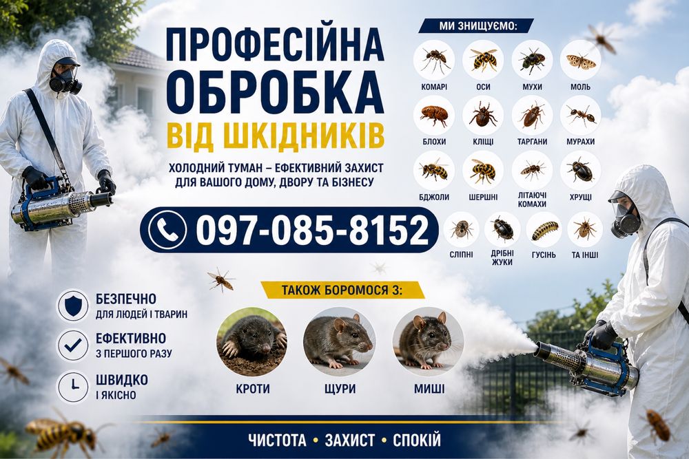ОБРОБКА ВІД КОМАХ І ГРИЗУНІВ