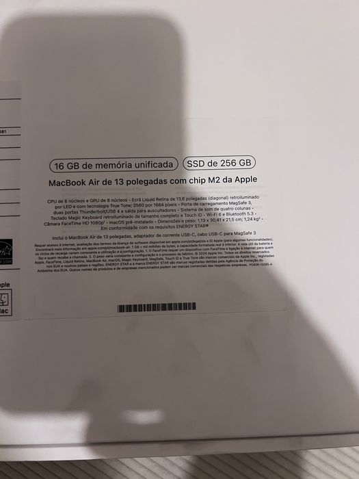 MacBook Air 13” M2 (2022) – 16 GB / 256 GB – Bateria 100 % – Com fatura e garantia