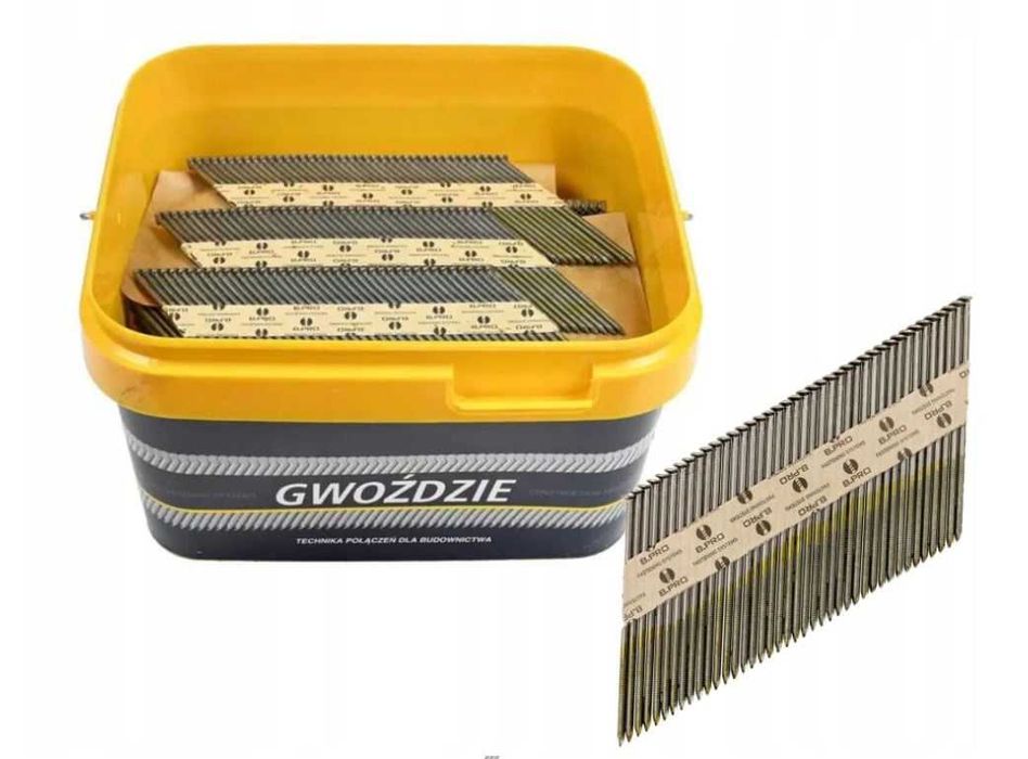 B.PRO Gwoździe 34° do gwoździarki 3000szt. 2.9x65mm pierścieniowe.