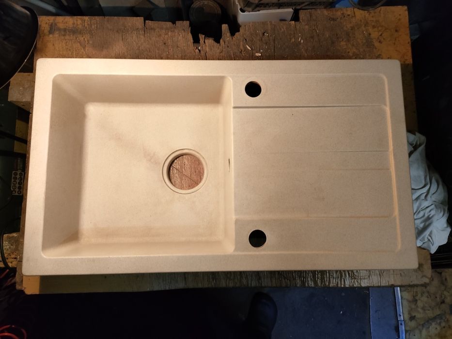 Zlewozmywak granitowy beżowy 77x45 cm 1-komorowy z ociekaczem