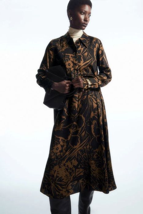 Cos сукня сорочка міді в квітковий принт