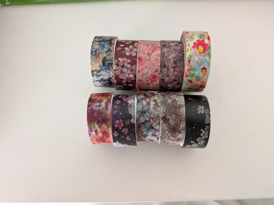 10x Fita-cola colorida Flores - Washi Tapes