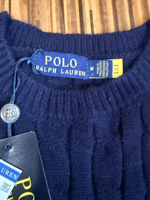 Sweter polo Ralph Lauren granatowy  - M - Nowy z metką - cable knit