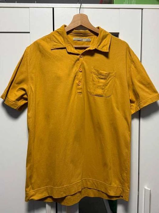 Musztardowa męska koszulka polo