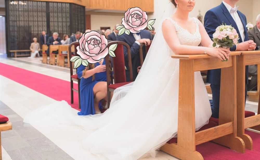 Suknia ślubna glamour księżniczka 38/40 + welony