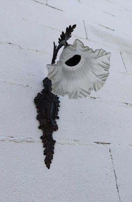 Candeeiro parede metal e tulipa vidro 1 lume