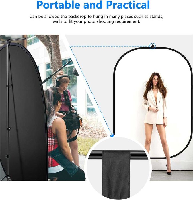 Setup Vlog Youtube tiktok insta fundo 2x1m Novo branco Preto rebatível