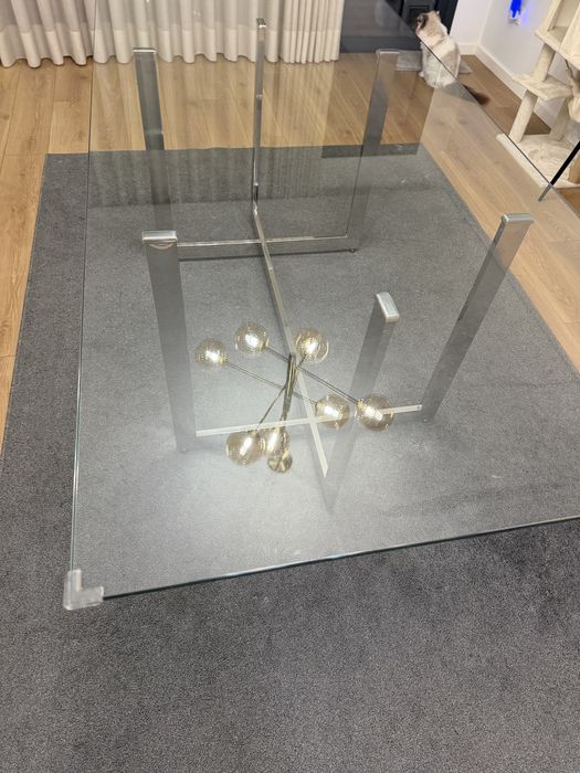 Mesa de vidro com pe em inox
