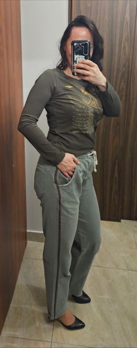 Khaki oliwkowa Bluzka longsleeve Aeronautica militare