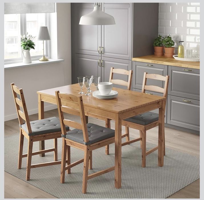 stol ikea jokkmokk drewno sosna porysowany