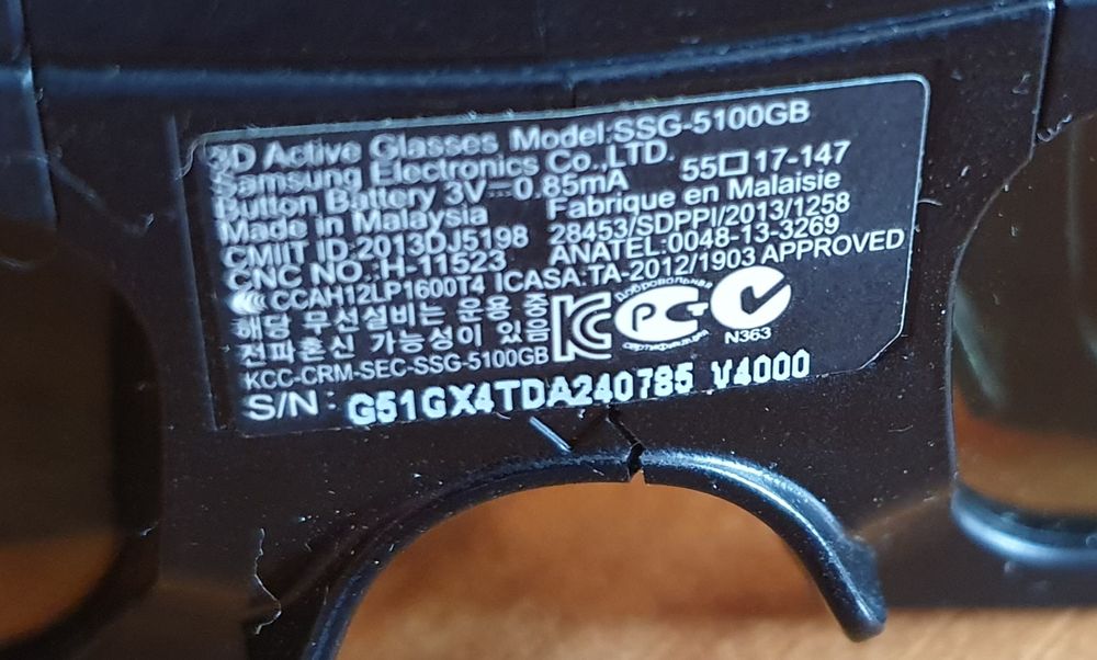 Okulary 3D Samsung SSG 5100gb używane, sprawne.