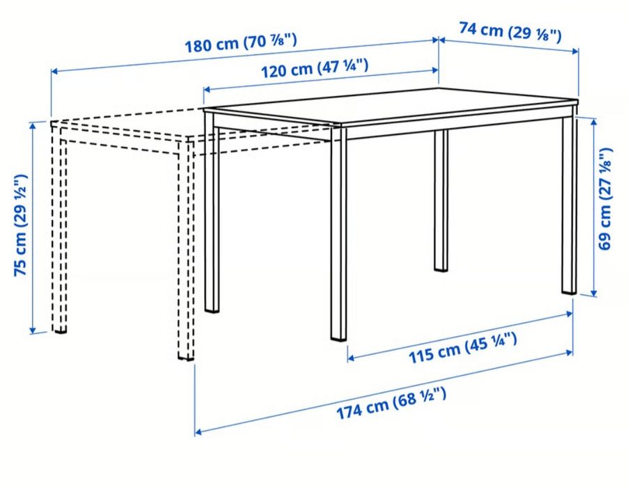 Mesa extensível Vihals-Ikea, branco, 120/180x74 cm