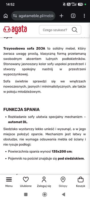 Kanapa Zoya Agata Meble - nowa